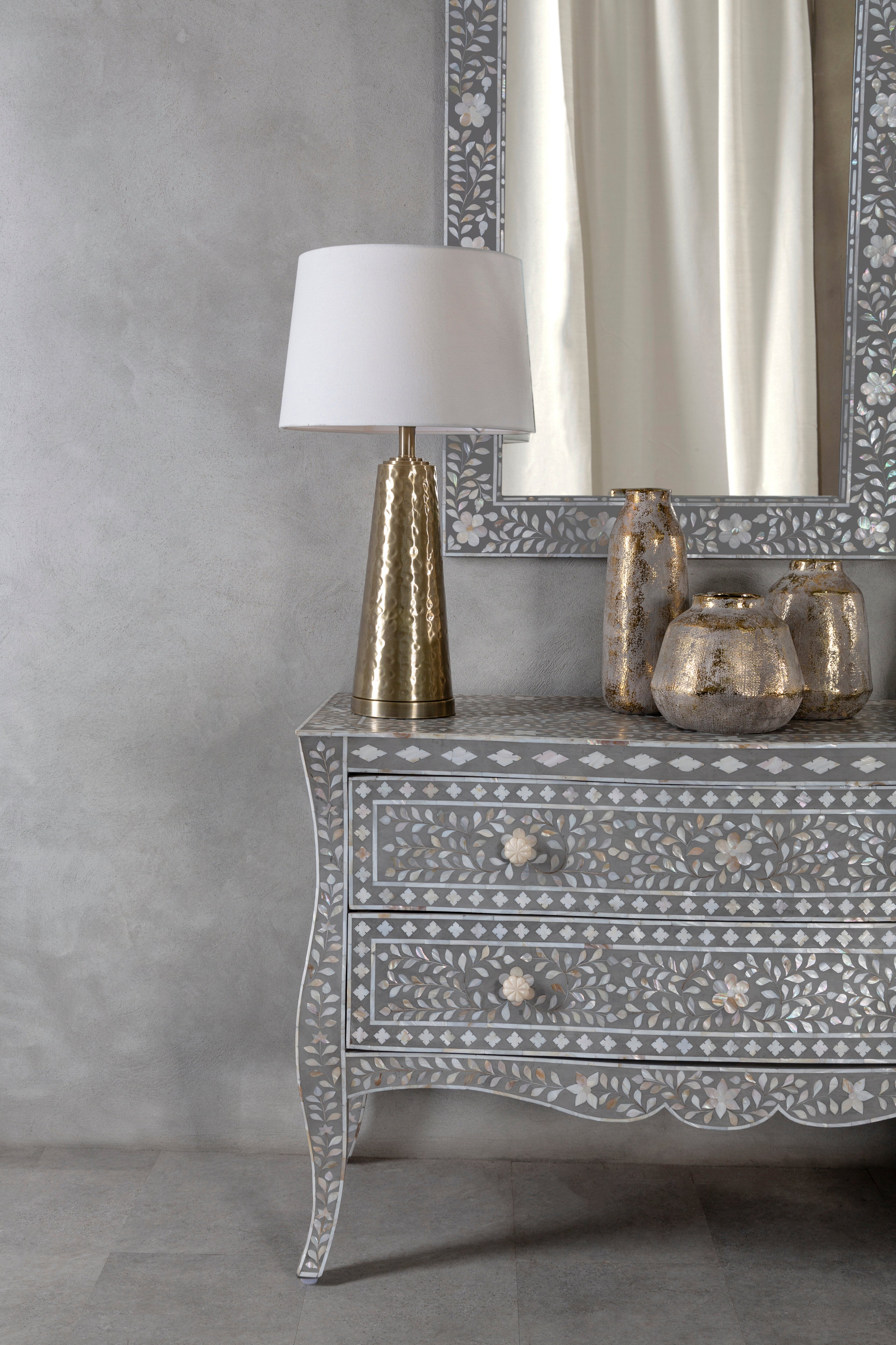 Arlo Grey & Gold Distressed Ceramic Vase Wide